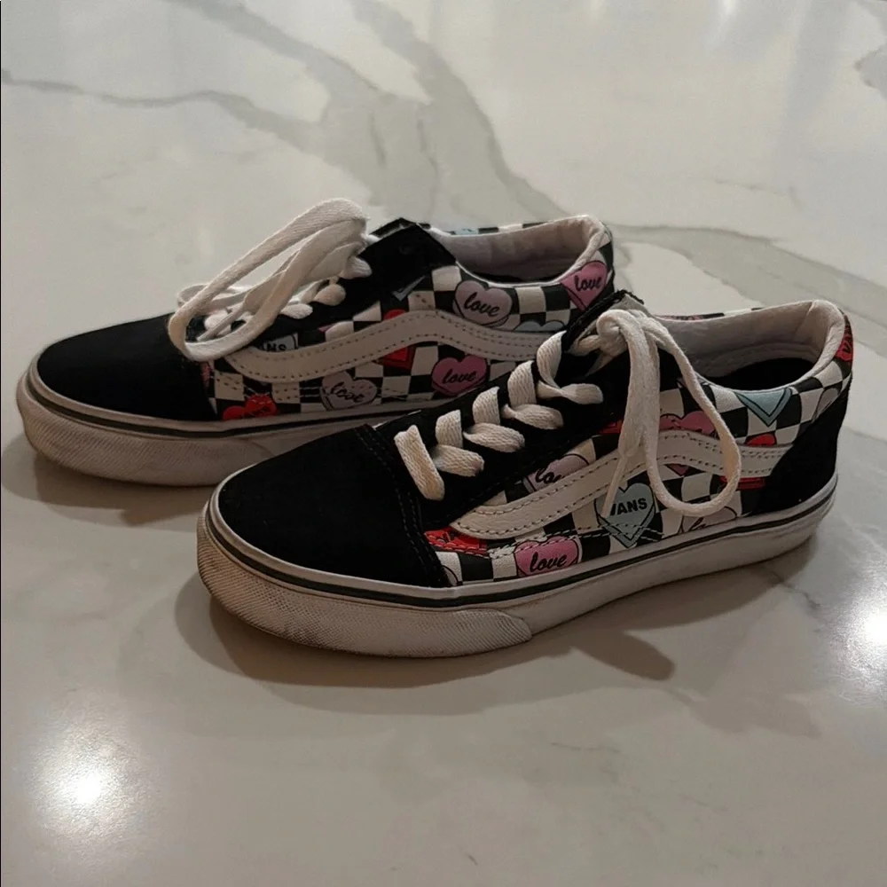 Vans Black Canvas Low-Top Sneakers with Pink and Red Graphic Panels